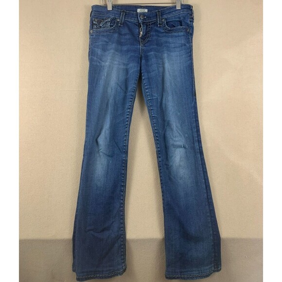 True Religion Women Jeans Size 26 Blue Becca Mid Rise Bootcut Dark Wash Stretch - Picture 1 of 12